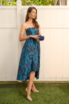 Floral Jacquard Midi Dress In Blue Black Multi 1