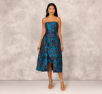 Floral Jacquard Midi Dress In Blue Black Multi 3