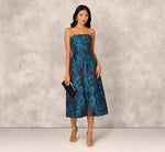 Floral Jacquard Midi Dress In Blue Black Multi 2
