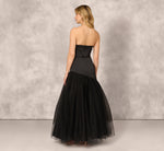 Strapless Mikado Ball Gown With Mesh Skirt In Black 5