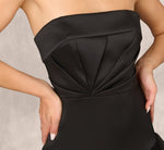 Strapless Mikado Ball Gown With Mesh Skirt In Black 3