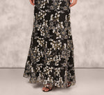 Sleeveless Embroidered A Line Gown In Grey Multi 3