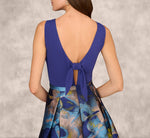 Sleeveless Floral Jacquard Combo Ballgown In Blue Yellow Multi 4
