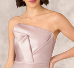 Strapless Draped Foil Mikado Gown In Mauve Silver 3