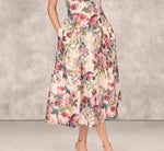 Strapless Floral Jacquard Midi Dress In Pink Multi 4