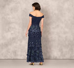 Off Shoulder Sequin Embroidery Mermaid Gown In Navy 5