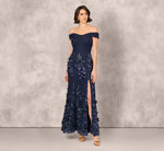 Off Shoulder Sequin Embroidery Mermaid Gown In Navy 2
