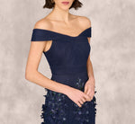 Off Shoulder Sequin Embroidery Mermaid Gown In Navy 4