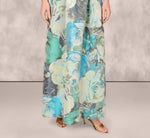 Off Shoulder Floral Jacquard Pleated Gown In Blue Multi 4