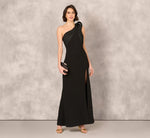 One Shoulder Pleated Detail Mermaid Gown In Black 1