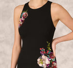 Sleeveless Sequin Flower Sheath Midi Dress In Black 5