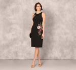 Sleeveless Sequin Flower Sheath Midi Dress In Black 2