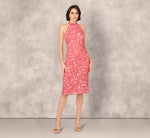 Beaded Halter Midi Sheath Dress In Summer Rose 7