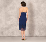 Sleeveless Beaded Organza Hem Halter Midi Dress In Navy 5