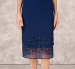 Sleeveless Beaded Organza Hem Halter Midi Dress In Navy 4