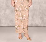 Sleeveless Square Neck Floral Beaded Column Gown In Pink 5