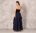 Lace Organza Halter Ballgown In Navy 5