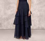 Lace Organza Halter Ballgown In Navy 4