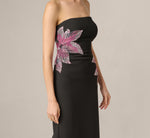 Strapless Beaded Flower Gown In Black 3