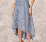 Strapless Floral Embroidered High Low Midi Dress In Blue Cloud 4