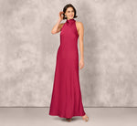 Bias Cut Satin Cowl Halter Gown In Meritage 2