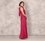 Bias Cut Satin Cowl Halter Gown In Meritage 1
