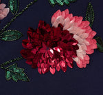 Strapless Floral Sequin Beaded Column Gown In Navy 6