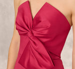 Strapless Bow Front Mikado Midi Dress In Faded Azalea 3