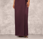 Strapless Notch Neck Satin Gown In Midnight Plum 4