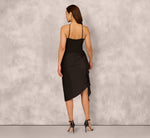Draped Satin Halter Combo Dress In Black 5