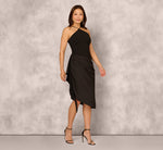 Draped Satin Halter Combo Dress In Black 2
