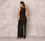 Sleeveless Asymmetrical Illusion Sequin Gown In Black 5