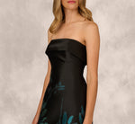 Sleeveless Metallic Floral Jacquard Gown In Black Teal 4