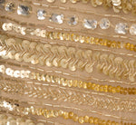 Off Shoulder Sequin Bead Column Gown In Gold 6