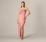 Strapless Duchess Satin Pleated Gown In Rose 2