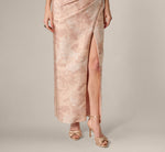 Beaded One Shoulder Floral Jacquard Draped Gown In Blush Multi 5