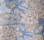 Hydrangea Floral Jacquard Collared Midi Dress In Blue Multi 7