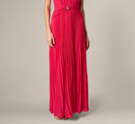 Pleated Chiffon Hardware Halter Gown In Pink Cherry 4