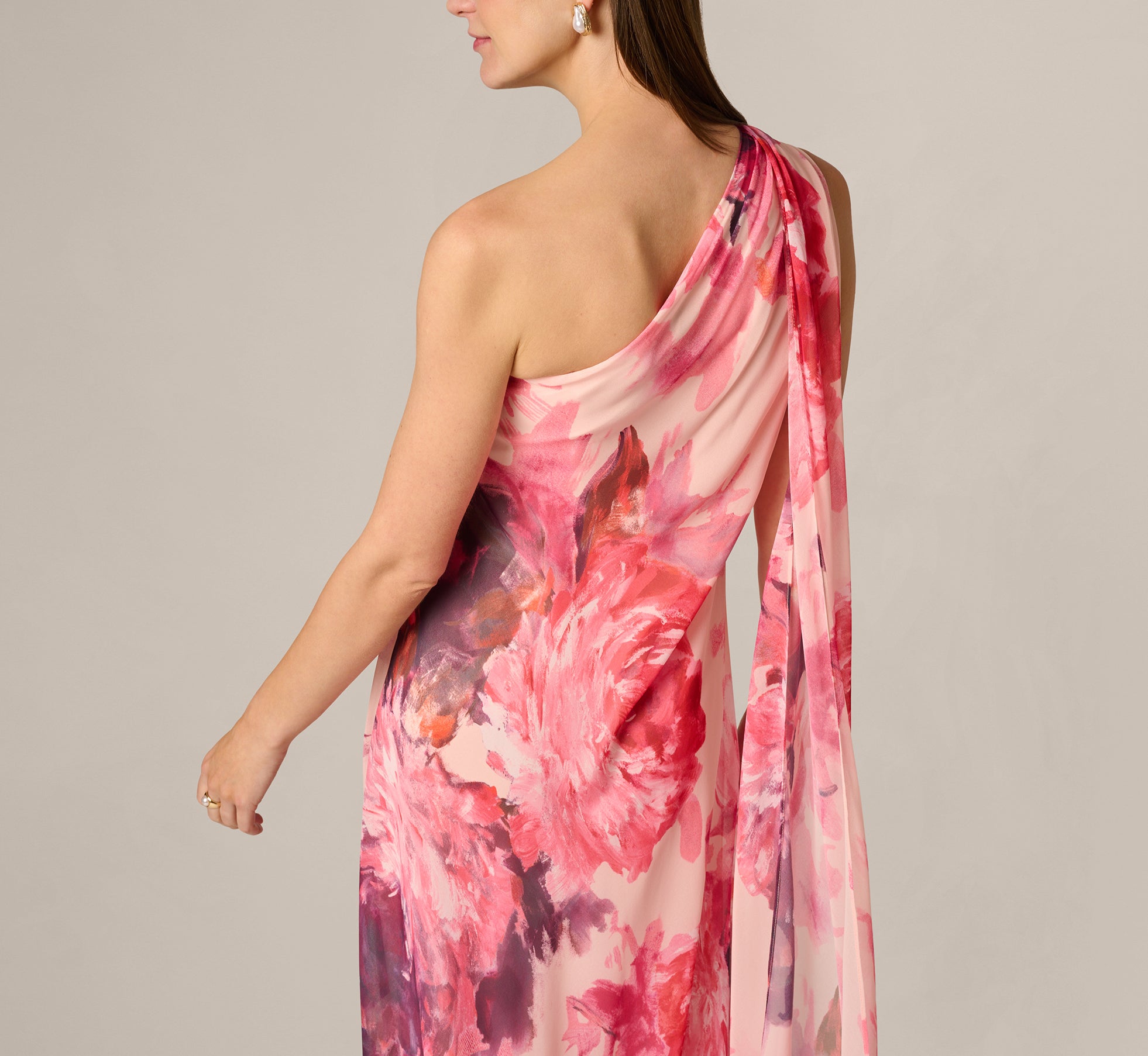 open lace back dress One Shoulder Dress with A Scarf 2 / Terracotta