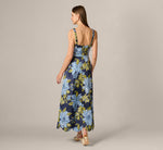 Floral Jacquard Sweetheart Scalloped Ankle Dress In Blue Multi 6