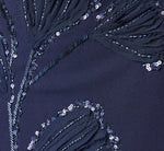 Strapless Floral Beaded Soutache Column Gown In Dark Navy 6