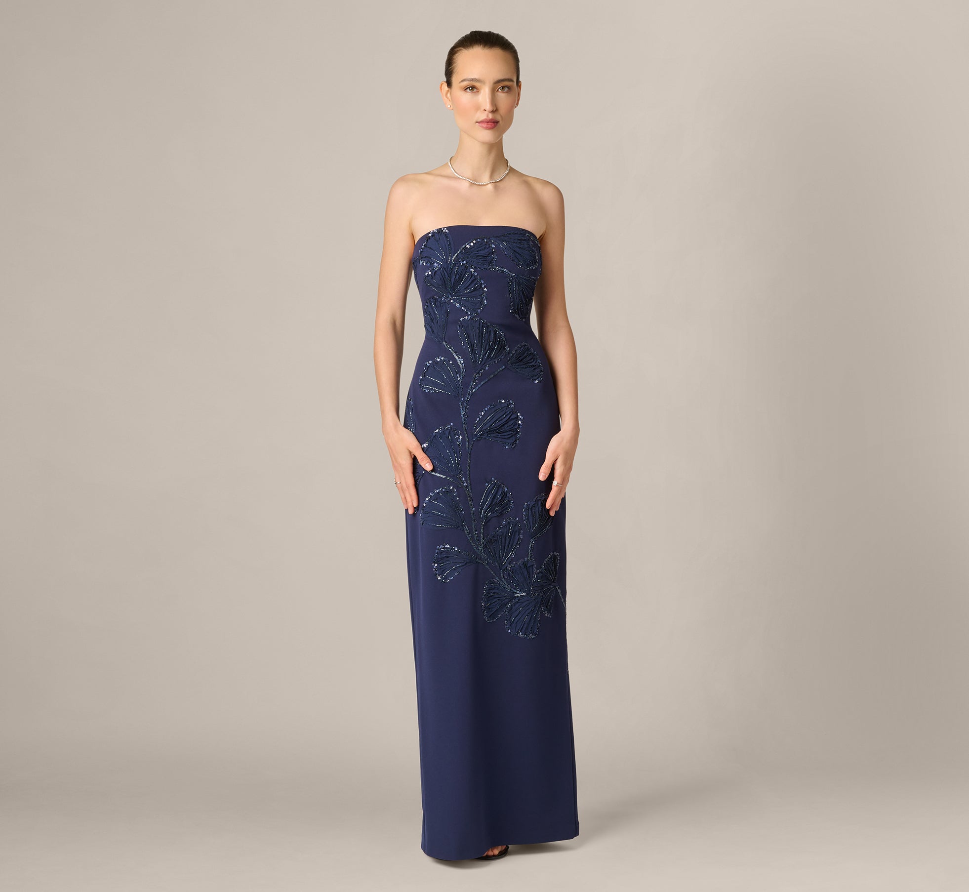 andria slate blue embroidered strapless maxi dress Chic Blue Maxi Dress - Strapless Bridal Dress - Maxi Dress