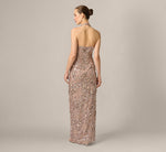 3D Floral Sequin Beaded Halter Gown In Smokey Mauve 5