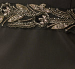 Strapless Beaded Waist Draped Scarf Gown In Black 6