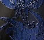 Floral Organza Jacquard Plunge Halter Gown In Navy Black 6