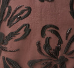 Short Sleeve Botanical Organza Jacquard Gown In Black 6