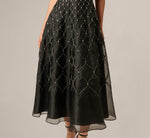 Square Neck Latice Beaded Ankle Length Dress In Black 4