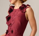 3D Floral Vine Stretch Mikado Mermaid Gown In Mahogany 3