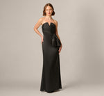 Strapless Stretch Mikado Origami Pleated Gown In Black 2