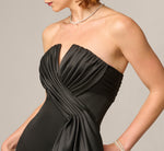 Strapless Stretch Mikado Origami Pleated Gown In Black 3